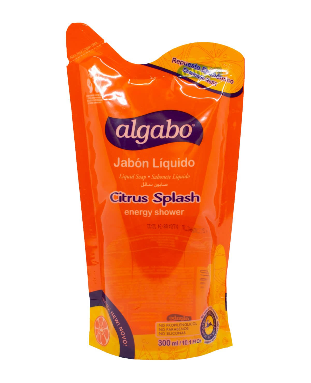 Jabon Liquido Algabo Citrus Splash Repuesto Económico 300 Ml